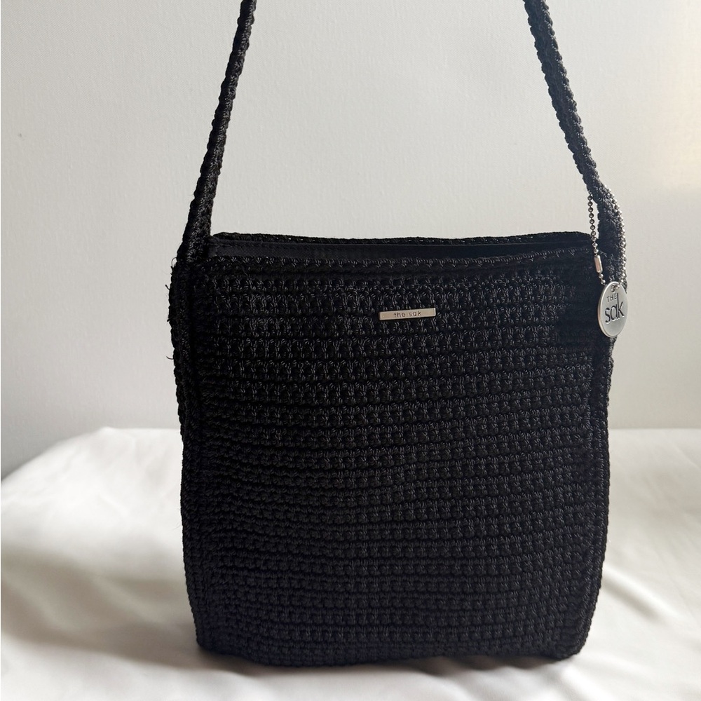 The Sak Small Black Crochet Shoulder Bag Purse
